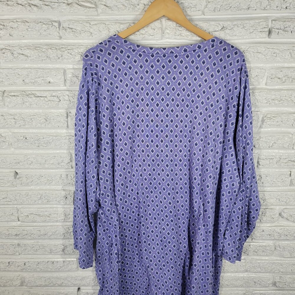 Croft & Barrow Women Pajama Top Sleep Shirt 3X Plus Blue Geometric SWE48E - Picture 7 of 11